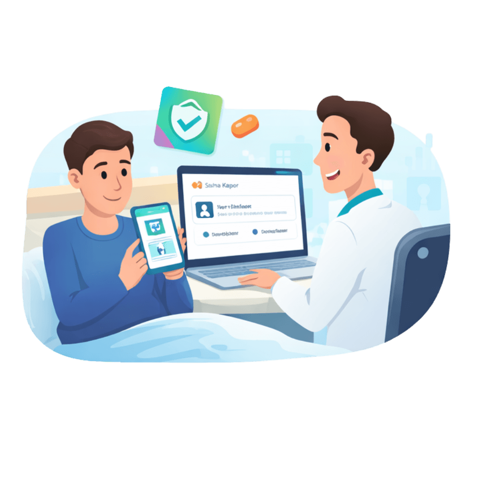 Patient consulting with doctor digitally